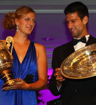 FOTO! Zmagovalca Wimbledona Petra Kvitova in Novak Djokovič na večerji prvakov!