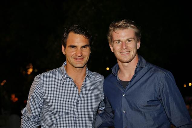 Roger Federer in voznik F1 Nico Hulkenberg